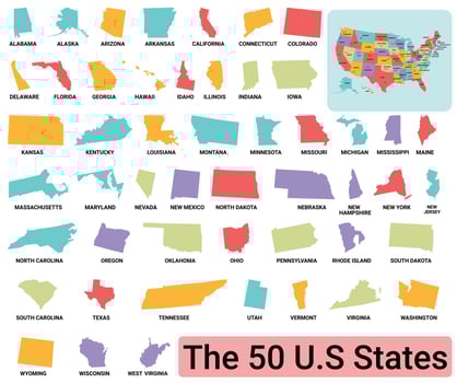 USA Map divided state vector