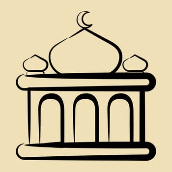 Icon mosque. Building elements. Icons in hand drawn style. Good for prints, web, posters, logo, site plan, map, infographics, etc. vector