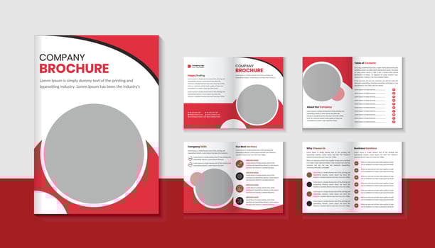business bifold brochure or magazine cover design vector template