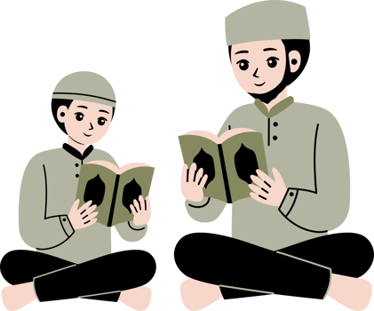 muslim people read quran illustration png