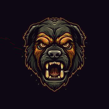 A logo of a zombie dog head, designed in esports illustration style vector