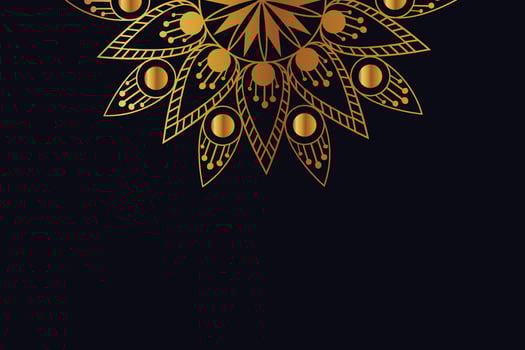 Golden mandala with black background. Seamless mandala pattern with black background. vector