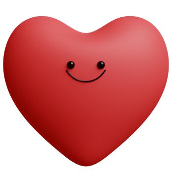 3D cartoon hearts. Happy character heart 3d render illustration. png