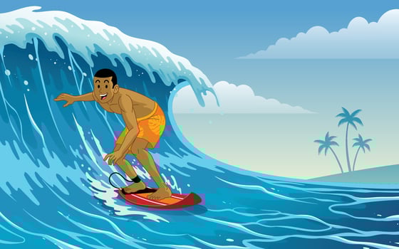 surfer playing surfing on waves vector