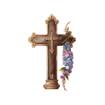 jesus crucifix watercolor flowers . png