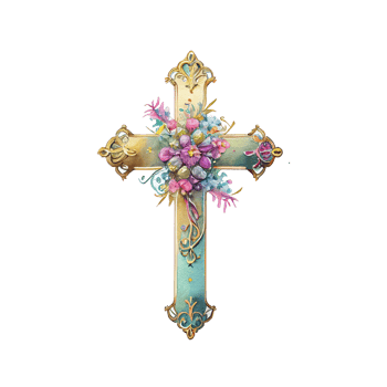 jesus crucifix watercolor flowers . png