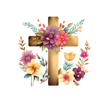jesus crucifix watercolor flowers . png