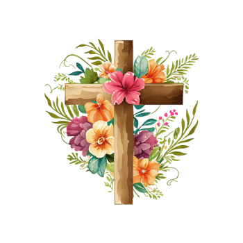jesus crucifix watercolor flowers . png
