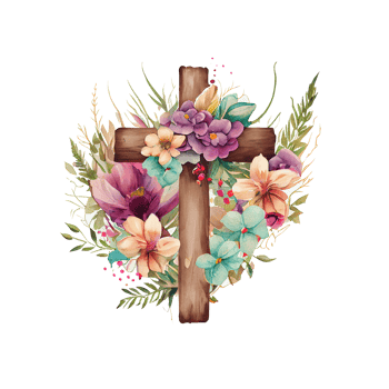 jesus crucifix watercolor flowers . png