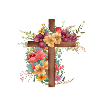 jesus crucifix watercolor flowers . png