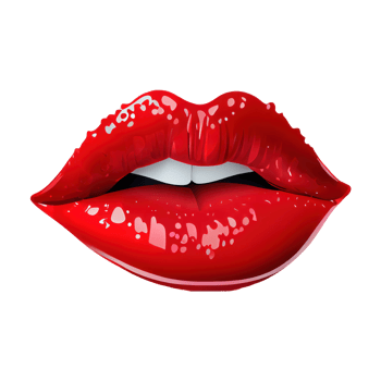 Pinky red lips with mouth slightly open and teeth visible with dripping color on the bottom . png