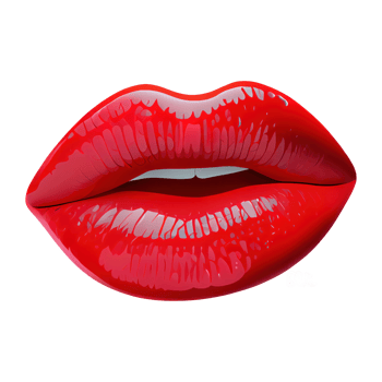 Pinky red lips with mouth slightly open and teeth visible with dripping color on the bottom . png