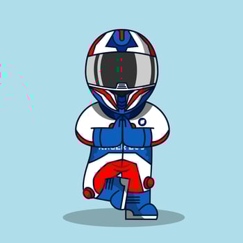 cartoon racer wearing helmet and racing suit vector