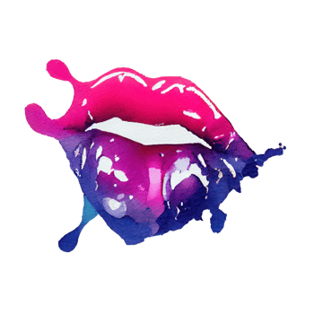 Pinky red lips with mouth slightly open and teeth visible with dripping color on the bottom . png
