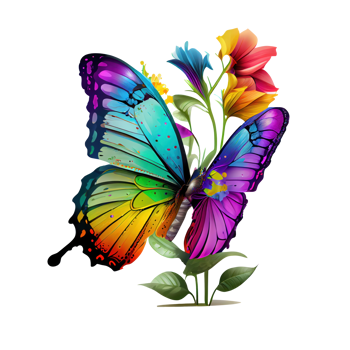 watercolor butterfly rainbow . png