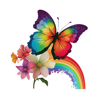watercolor butterfly rainbow . png