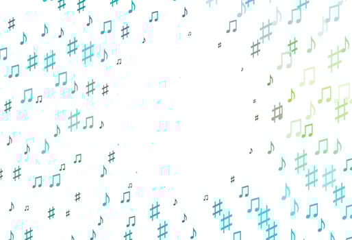 Light Green, Yellow vector backdrop with music notes.