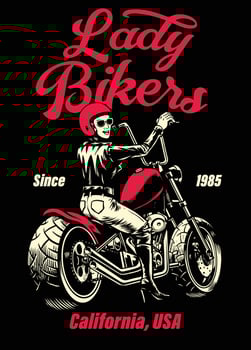 lady biker chopper motorcycle t-shirt design vector