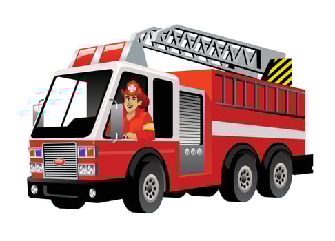 fire fighter driving fire truck vector