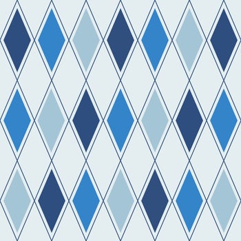 Rhombus geometric seamless pattern, Diamond check print in blue. vector