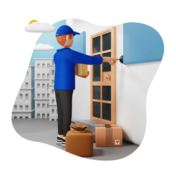 Man Dropping Gift At Doorway 3D Character Illustration png