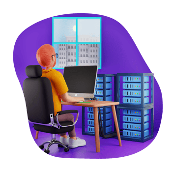 Man Doing Server Management 3D Character Illustration png