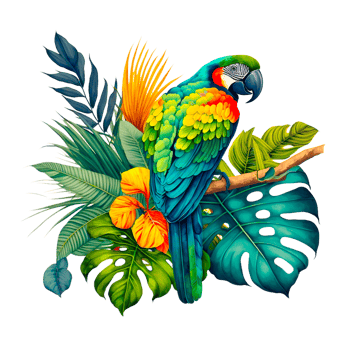 illustration of blue and yellow parrot png