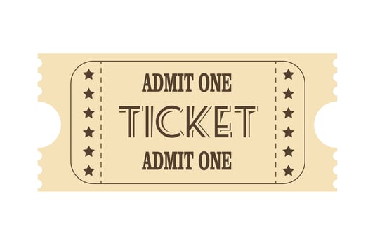 Classic retro ticket for cinema, circus, movie, theatre, cruise, concert and other events. Old vintage style in pastel colors. vector