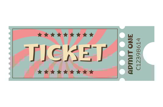 Classic retro ticket for cinema, circus, movie, theatre, cruise, concert and other events. Old vintage style in pastel colors. vector