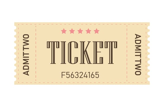 Classic retro ticket for cinema, circus, movie, theatre, cruise, concert and other events. Old vintage style in pastel colors. vector