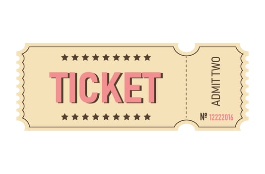 Classic retro ticket for cinema, circus, movie, theatre, cruise, concert and other events. Old vintage style in pastel colors. vector