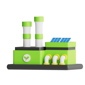 3d Icon Eco Factory Isolated on the Transparent Background png