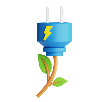 3d Icon Green Electricity Isolated on the Transparent Background png