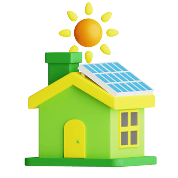 3d Icon Solar House Isolated on the Transparent Background png