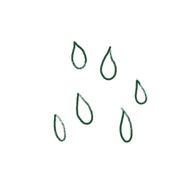 green element hand drawing water color decoration leaf star rain cloud water drop png