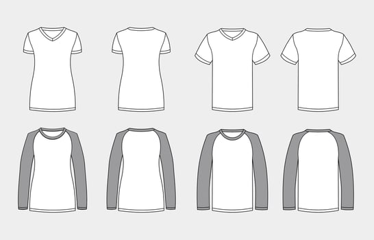 Outline Women And Men T-shirt Mock Up Template vector