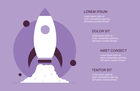 Strategic planning, plan to overcome difficulty or obstacle to reach goal or target. Business success concept, business planning for success tactic chart with the flying rocket vector