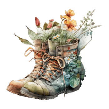 Watercolor painting of pair of boots . png