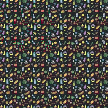 Seamless pattern with food icons. doodle food pattern. Food background vector