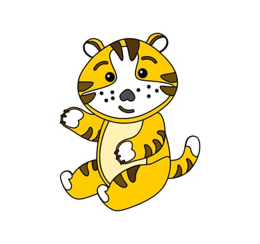 Tiger character Vector color doodle illustration isolated on white background