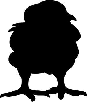 Vector silhouette of chick on white background