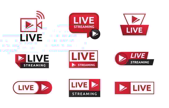 Set of Social Media Live Streaming Badge vector
