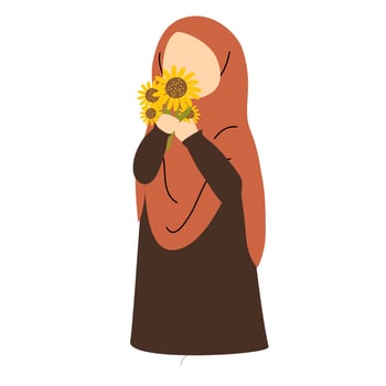 Muslim Girl with Flower Illustration vector