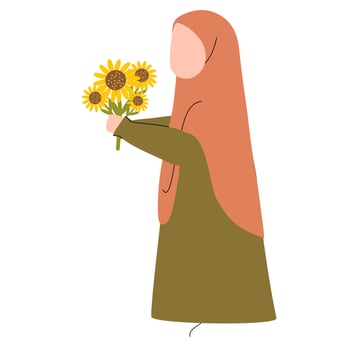 Muslim Girl with Flower Illustration vector