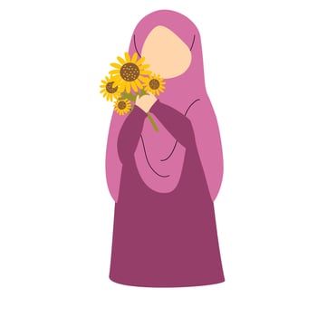 Muslim Girl with Flower Illustration vector