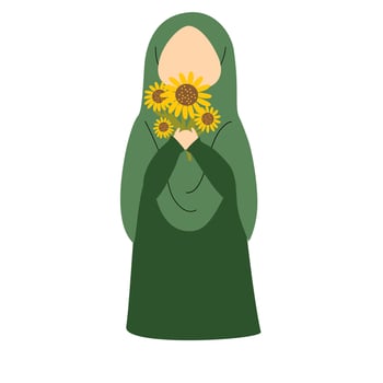 Muslim Girl with Flower Illustration vector