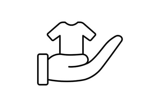 Clothes donation icon illustration. Hand with clothes. Icon related to charity. Line icon style. Simple vector design editable