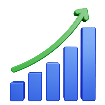 bar chart with growth arrow png