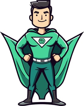 Proud superhero in green vector