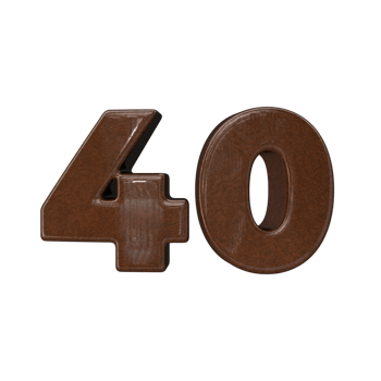 Number 40 3D rendering transparent background png